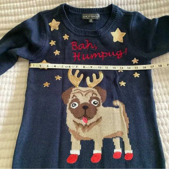 Holiday “Bah, Humpug!” sweater | Navy blue | Small - Picture 3 of 9